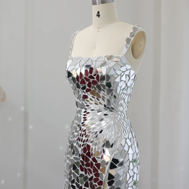 Sparkly Silver Sequin Mini Short Cocktail Prom Dresses 2024 Luxury Gala Wedding Birthday Party Gowns 007 3