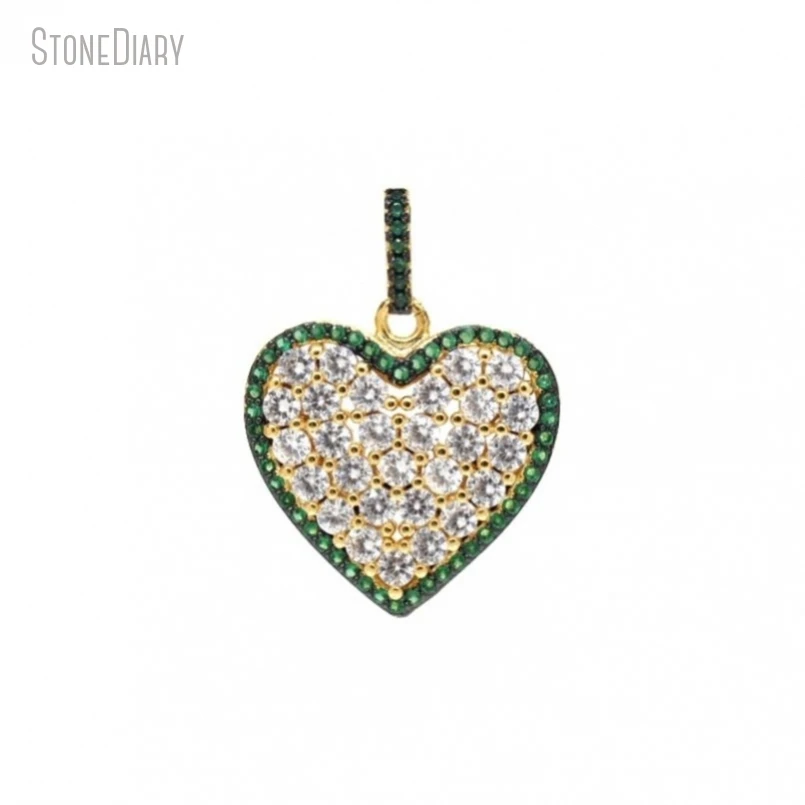 

5 шт. оптовая продажа золотой цвет зеленая невидимая оправа прозрачный кубический цирконий в форме сердца подарок для нее ювелирные изделия подвеска PM47860