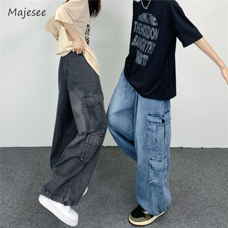 

Jeans Men Youthful Popular Multi Pockets American Style Washed Vintage Denim Trousers Males High Street All-match Autumn Fashion