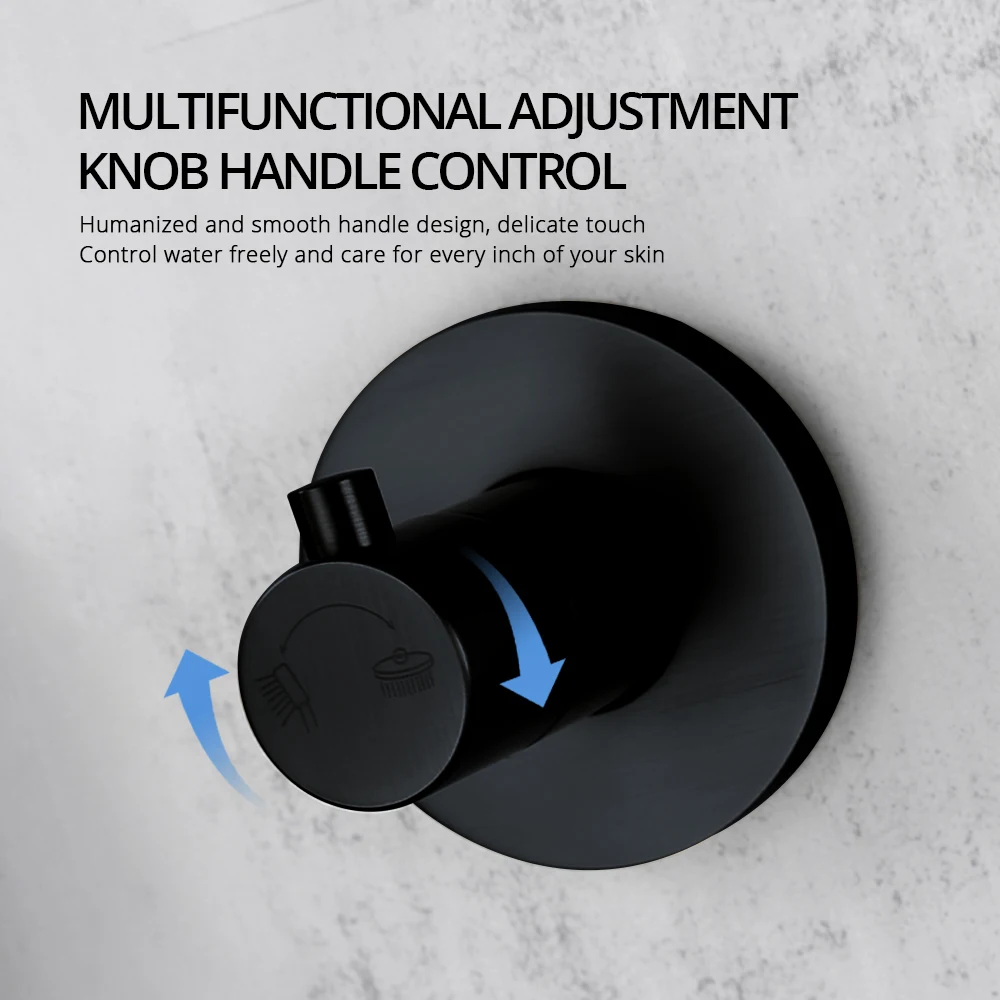 Matte Black Shower Faucet 8-12'' Shower Head Bathroom Recessed Box Shower Tap Ceiling Arm 2 Ways Control Switch Shower Mixer 5