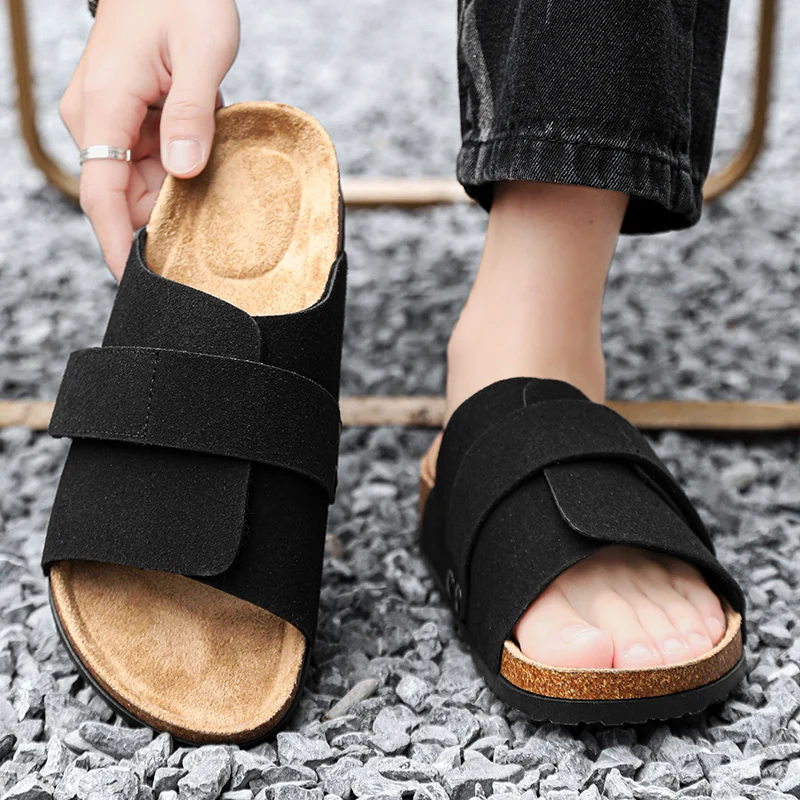 Summer Personality Cork Slippers for Men Comfortable and Minimalist Sandals Couple Beach Holiday Comfort Sandals and Slippers