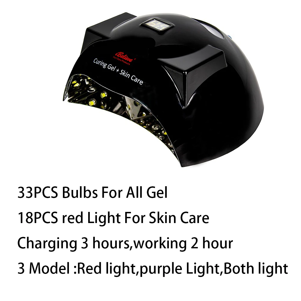 IBELIEVE Polish Dryer 54w Gel Curing +12w Skincare Cosmetic Anti-aging Cordless Uv Led Nail Lamp Beaty Lamp 4