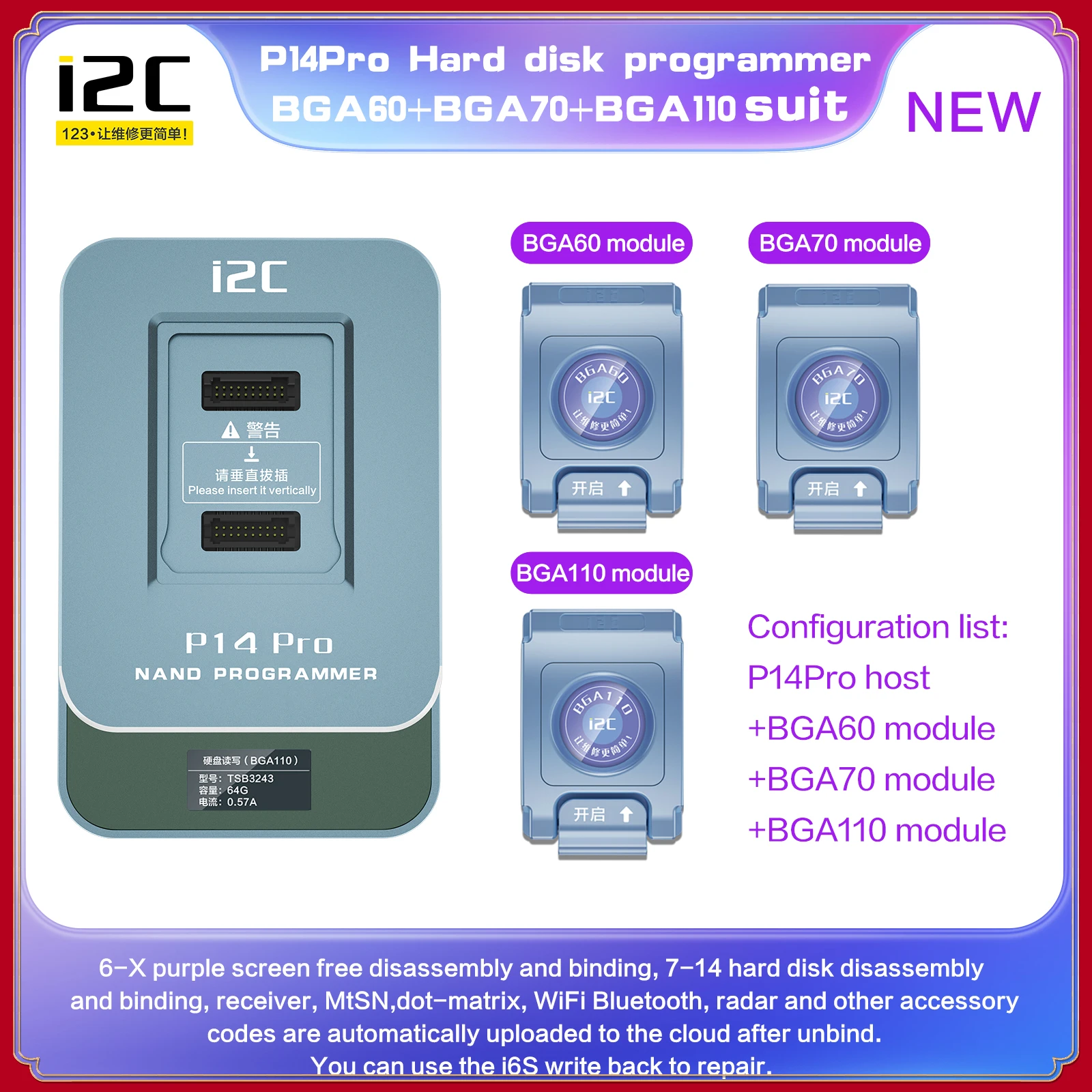 Programmatore Di Hard Disk I2C P14Pro Nand Per Iphone Ipad Itouch Hdd Dati Di Base Leggi E Scrivi Modifica Dispositivo Wifi Di Sblocco Di Backup
