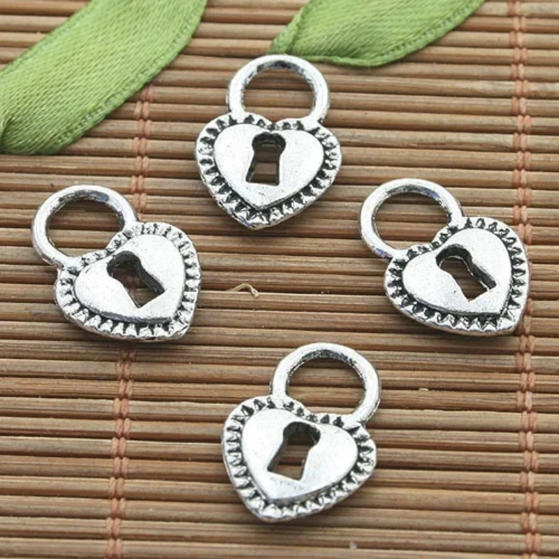 

20pcs 17*12mm Dark Silver Tone Heart Shaped Lock Design Charms H3272 Charms for Jewelry Making