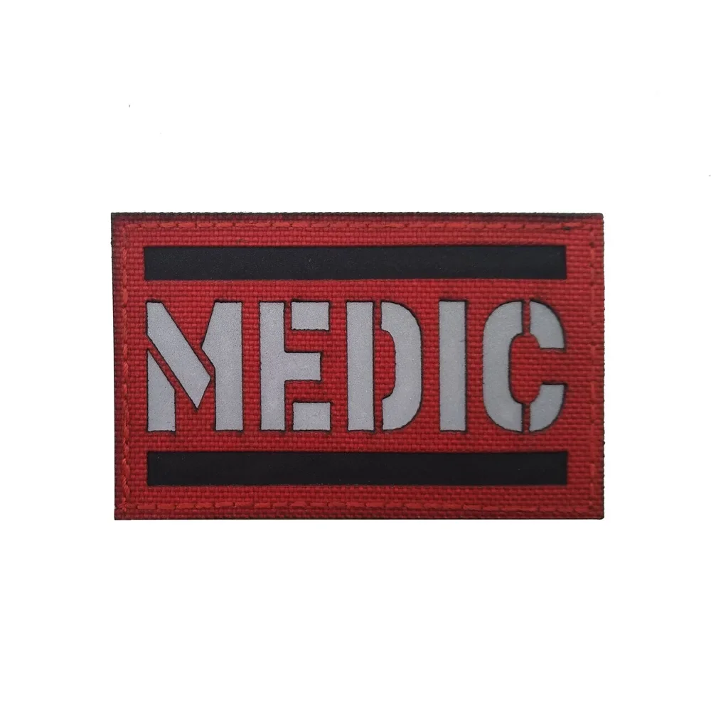 MEDIC 의료 응급 완장 수 놓은 반사 직물 매직 패치 EMT 구조 로고 패치 후크 및 링 군사 패치