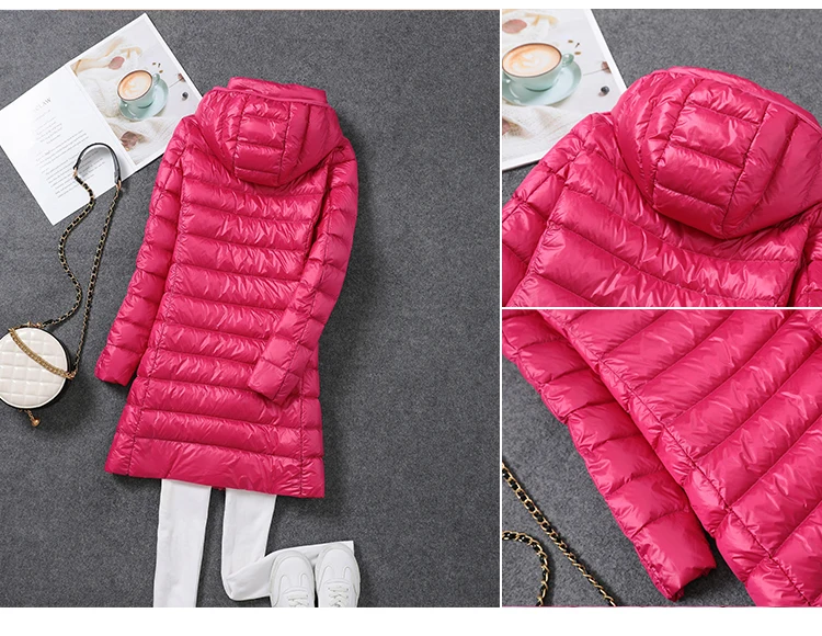 Plus Size New Women Thin Down Jacket White Duck Down Ultralight Jackets Autumn And Winter Warm Coats Puffer Portable Outwear