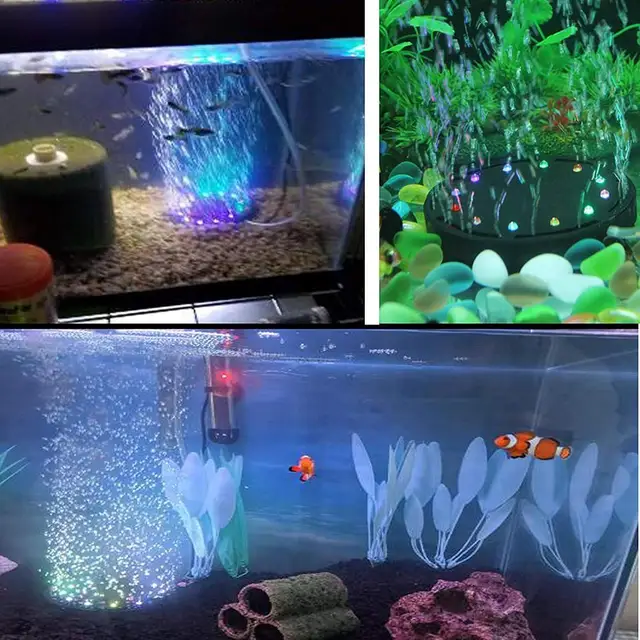 12 Luces LED Sumergibles Para Acuario EVTSCAN - Con Piedra De Aire, Efecto Burbujas, Cable 1.3 M, Enchufe UE