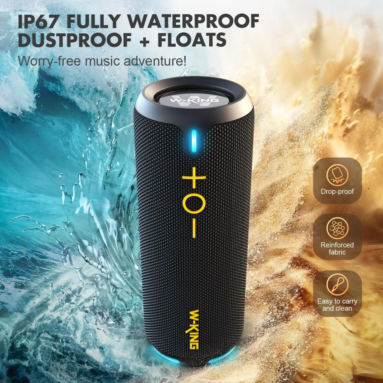 40W Portable Speaker IP67 Waterproof APP Control TF/AUX Dynamic Lights Party Outdoor Shower