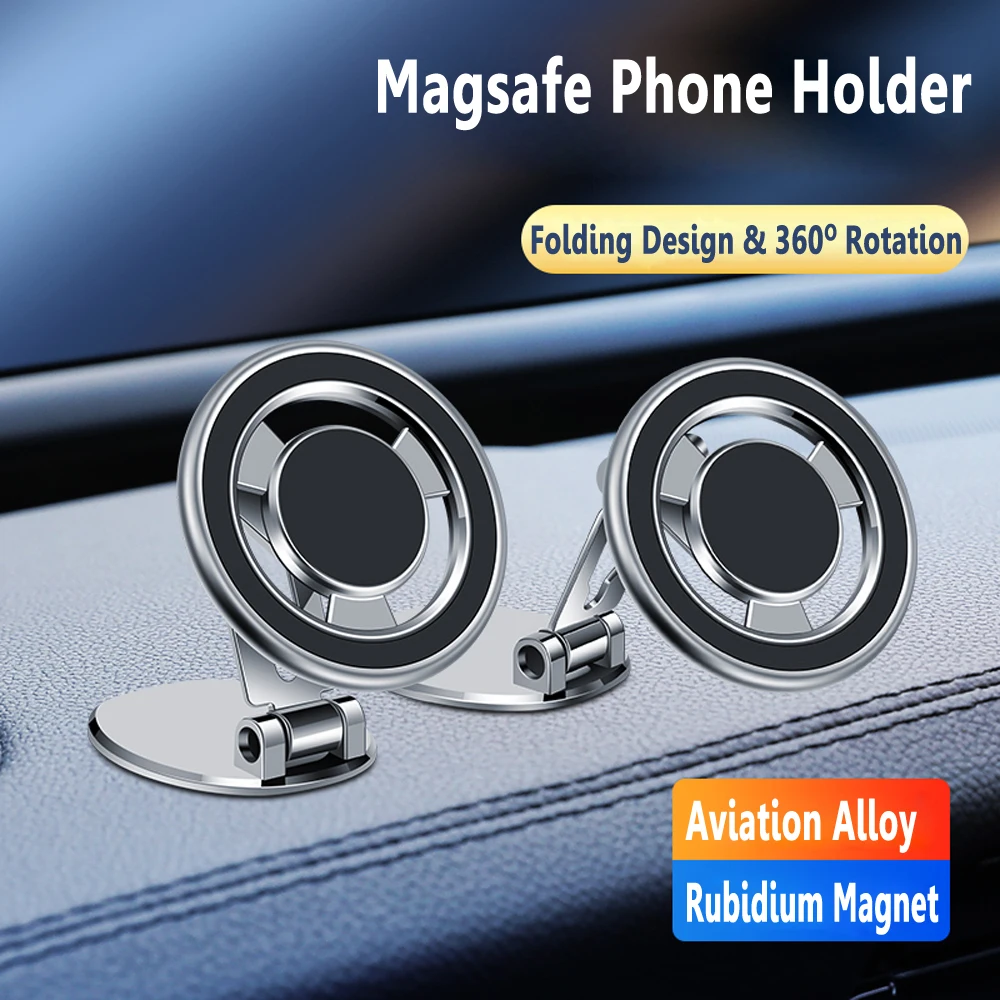 McGiLLon Metal Magnetic Mobile Phone Car Mount For Iphone 14 13 12Pro Max For Magsafe Adhesive Dashboard Adjustable Phone Holder