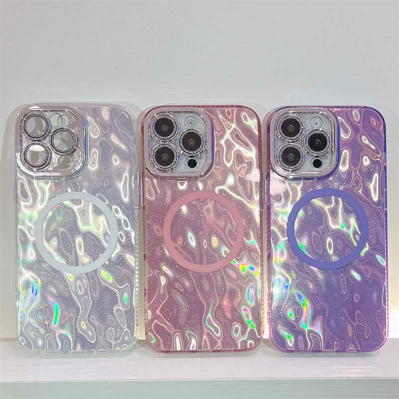 Magnetic Laser Glitter Phone Case For Iphone With Magsafe Support_voghion.com