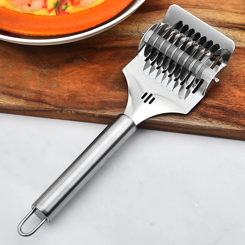 1PC Stainless Steel Spaghett Noodle Cutter Manual Pasta Pressing Maker Dough Shallot Garlic Roller Knife Crusher Kitchen Tools