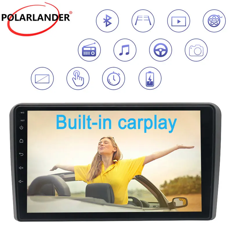 9인치 안드로이드 10 카 스테레오 (아우디 A3 2003-2013 A4 2002-2012용) GPS 네비게이션 블루투스 카플레이 1G 16G