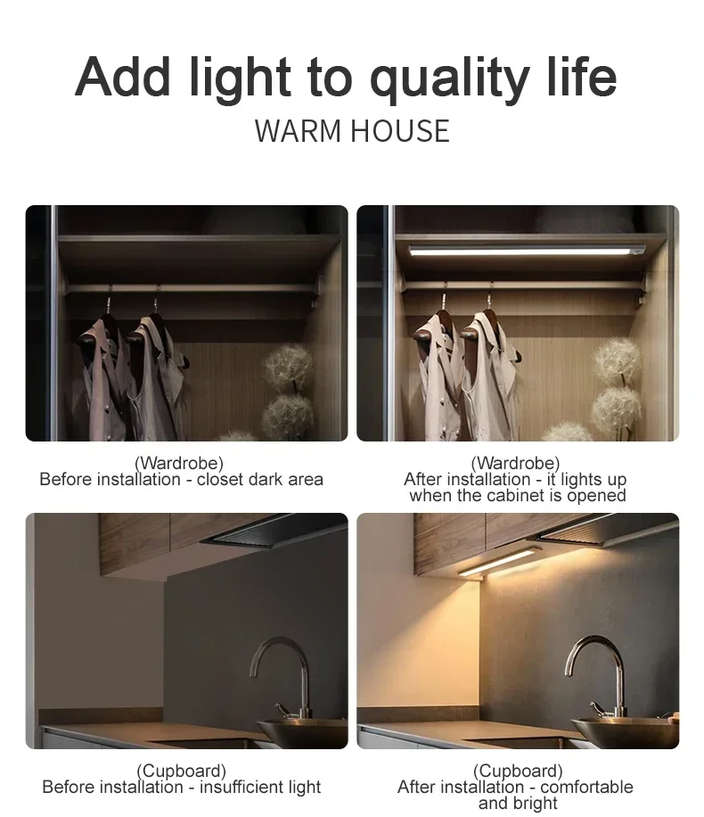 Description Picture 5 of itemLED Ultra Thin Under Cabinet Lights Motion Sensor night light Wireless Rechargeable 3 Color Lamp Kitchen Closet Cabinet Lighting