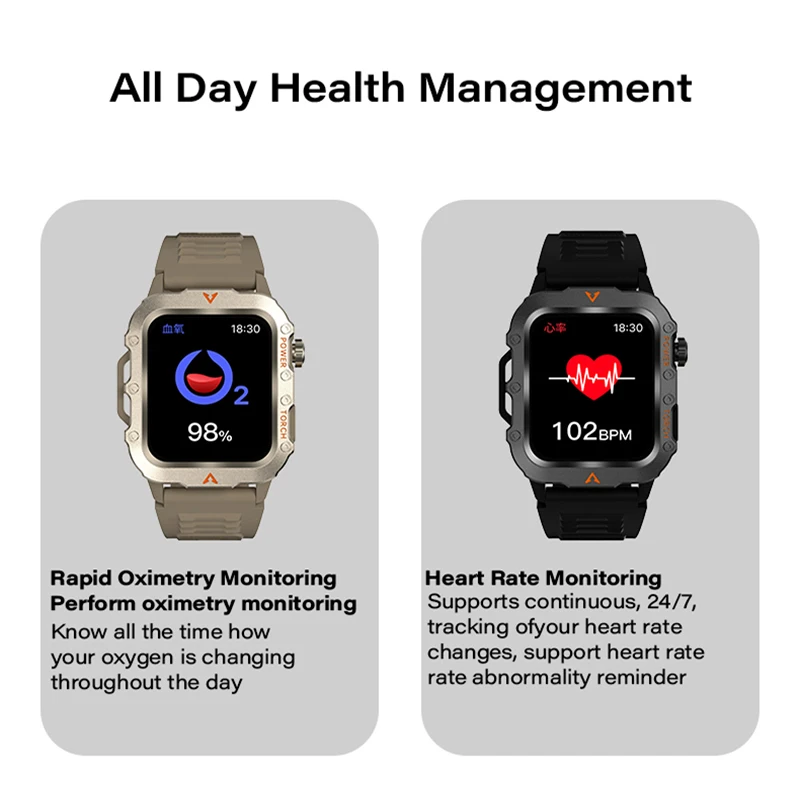 Flashlight Smartwatch Fitness Clock Health Monitor Waterproof Smart Watch Bluetooth Call Sports Watches for Man IOS Android 2025