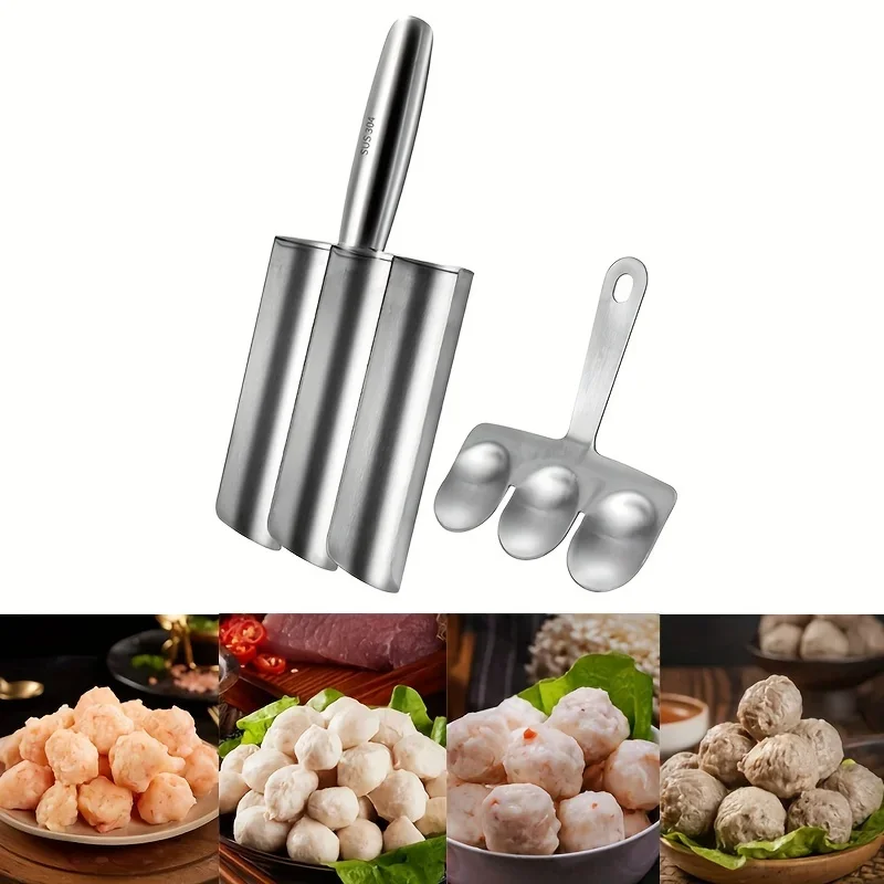 Easy-Release Non-Stick Meatball Maker Set-Manual Meatball Spoon for Effortless Fish Balls-Ideal Kitchen Tool for Home Cooking