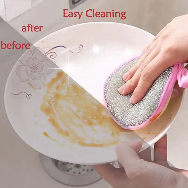 5/10Pcs Double-sided Dishwashing Sponge Dishwashing Brush Pot Scouring Pad Sponge Home Kitchen Cleaning Tool Dishwashing Towel