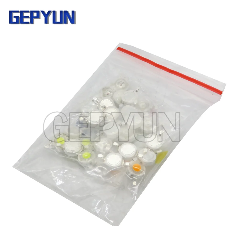 

Комплект светодиодов высокой мощности 25 шт./лот 1 Вт, набор светодиодов высокой яркости, комплект светодиодов белого, красного, желтого, зеленого, синего, 5 шт.