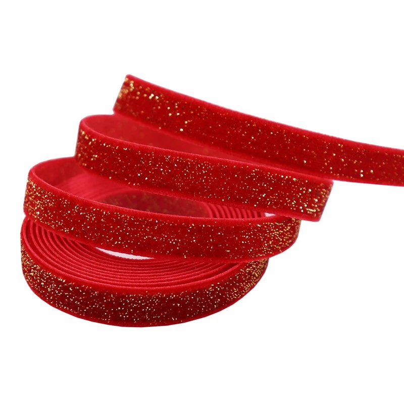 

50 ярдов Рождественская бархатная лента с одним лицом, атласная бархатная лента для рождества, свадьбы