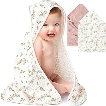 Muslin Hooded Baby Bath Towel 30x30" 1