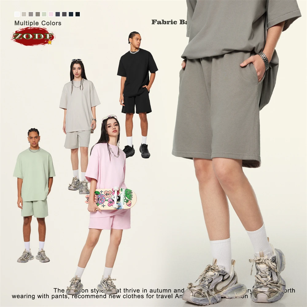 ZODF 베이직 2024 남녀공용 여름 반바지, 루즈한 속건성 통기성 솔리드 반바지, 브랜드 스트리트웨어, HY0781, 280gsm