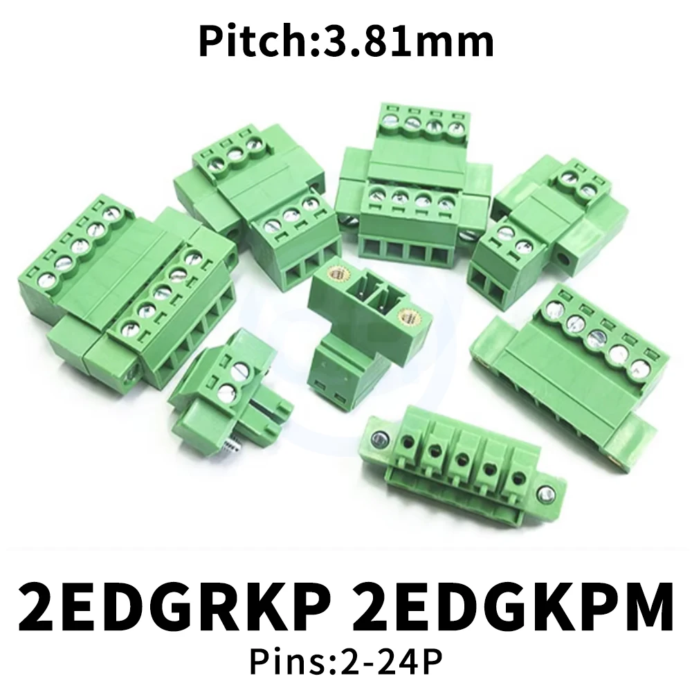 (5 Sätze) KF 2EDGRKP + 2EDGKPM 3,81 mm mit Flansch, festes Antennenpaar-Terminal, lötfreies Stoßverbindungs-Komplettset 15EDGRKP 2–24 Pin