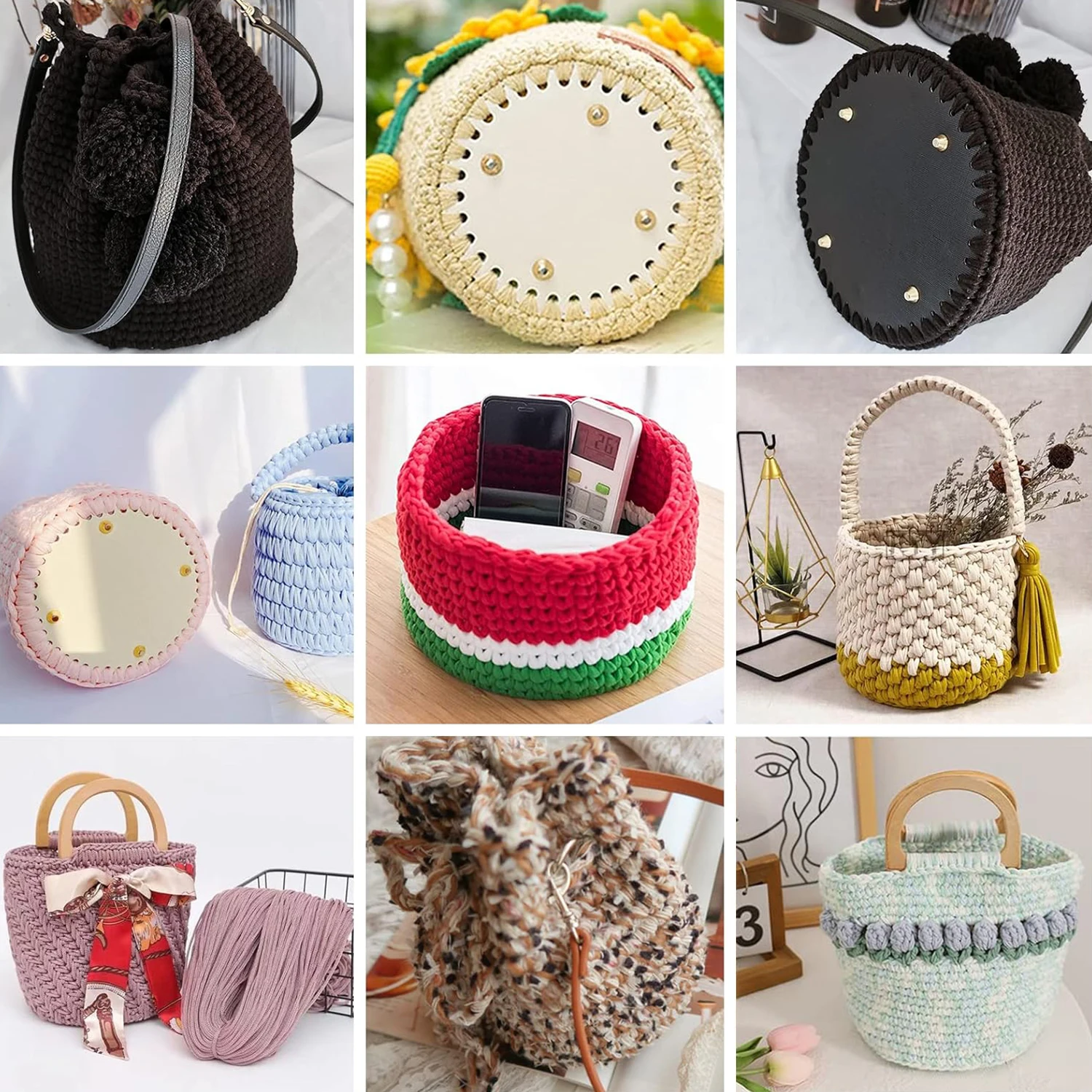 Round Bag Bottom Shaper Pad 5.91inch PU Leather Bag Base Purse Cushion Base for DIY Knitting Crochet Making Accessories craft supplies diy knitting kit