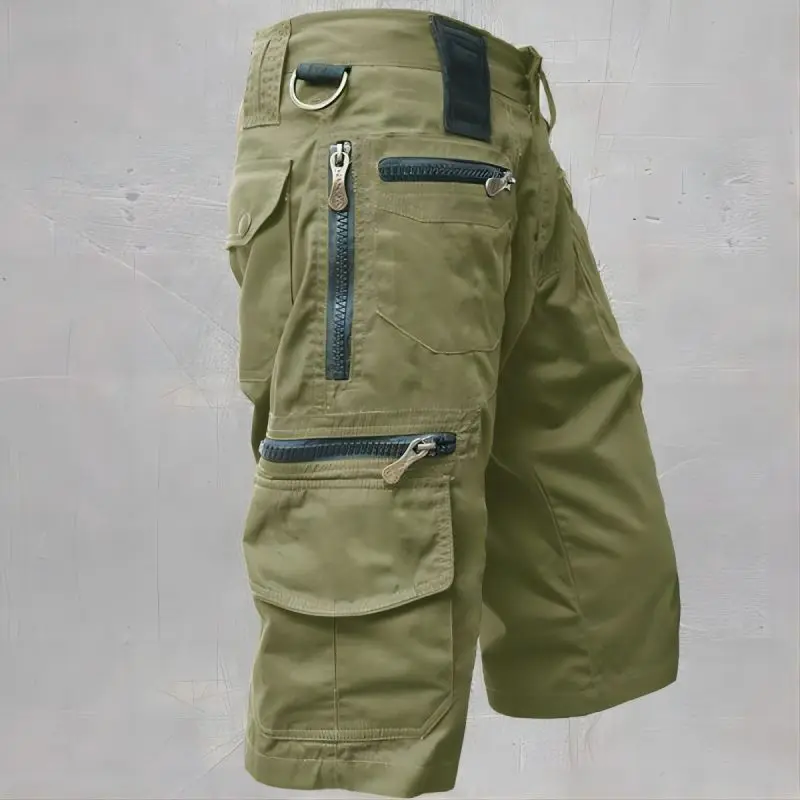 Summer Cotton Casual Cargo Shorts Men's Plus-size Loose Seven-point Straight Pants
