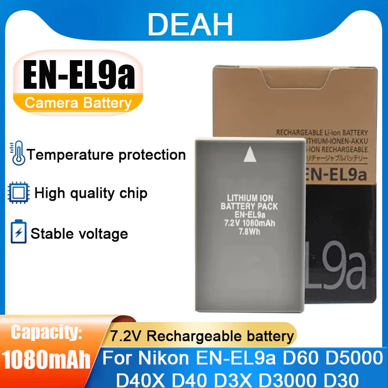 ENEL9a EN EL9a ENEL9a 7.2V 1080mAh Lithium Liion Rechargeable
