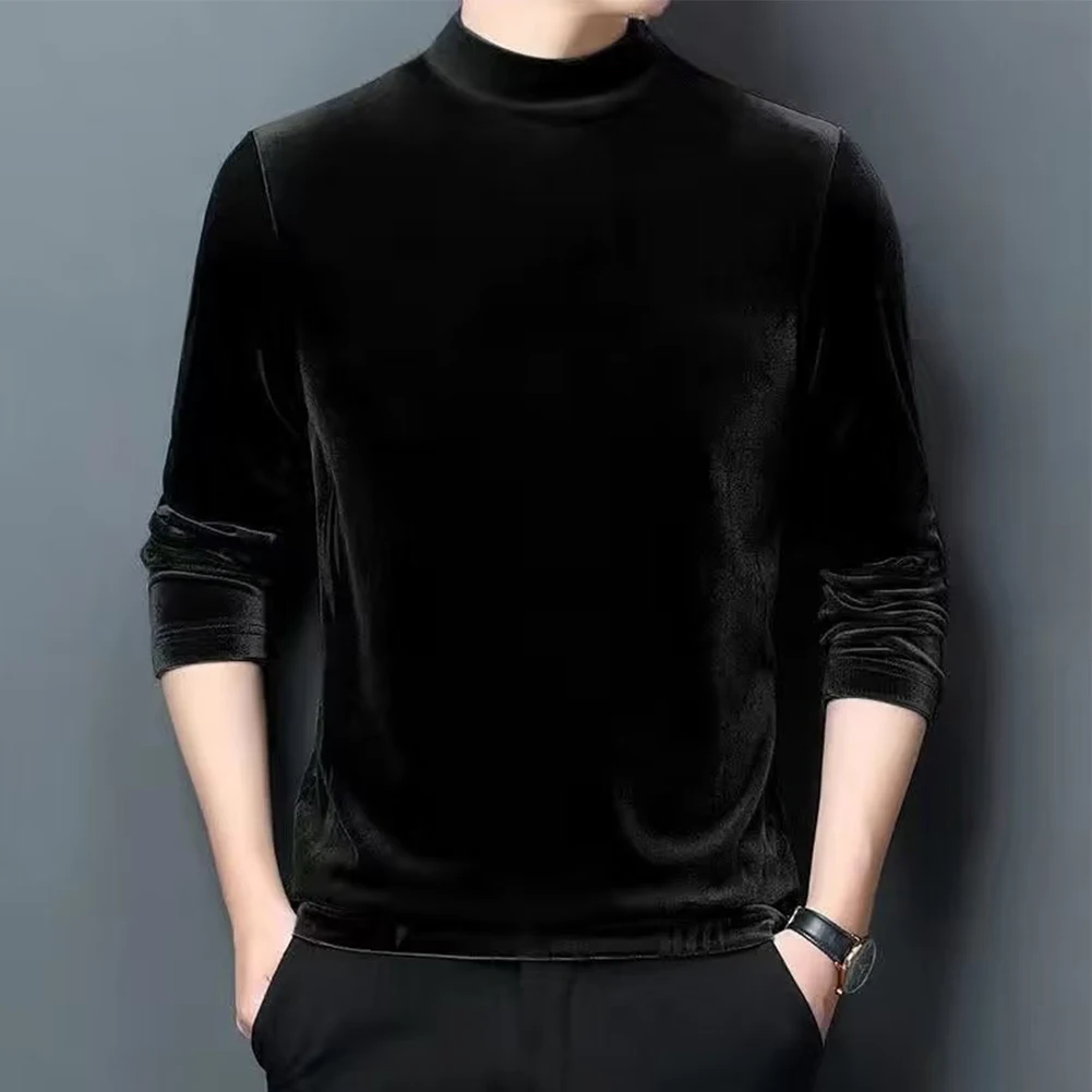 

Mens Casual Elasticity Velvet Shirts Half-Turtleneck Pullover Long Sleeve Jumper Blouse Tops Warm Slim T-Shirt Thermal Underwe