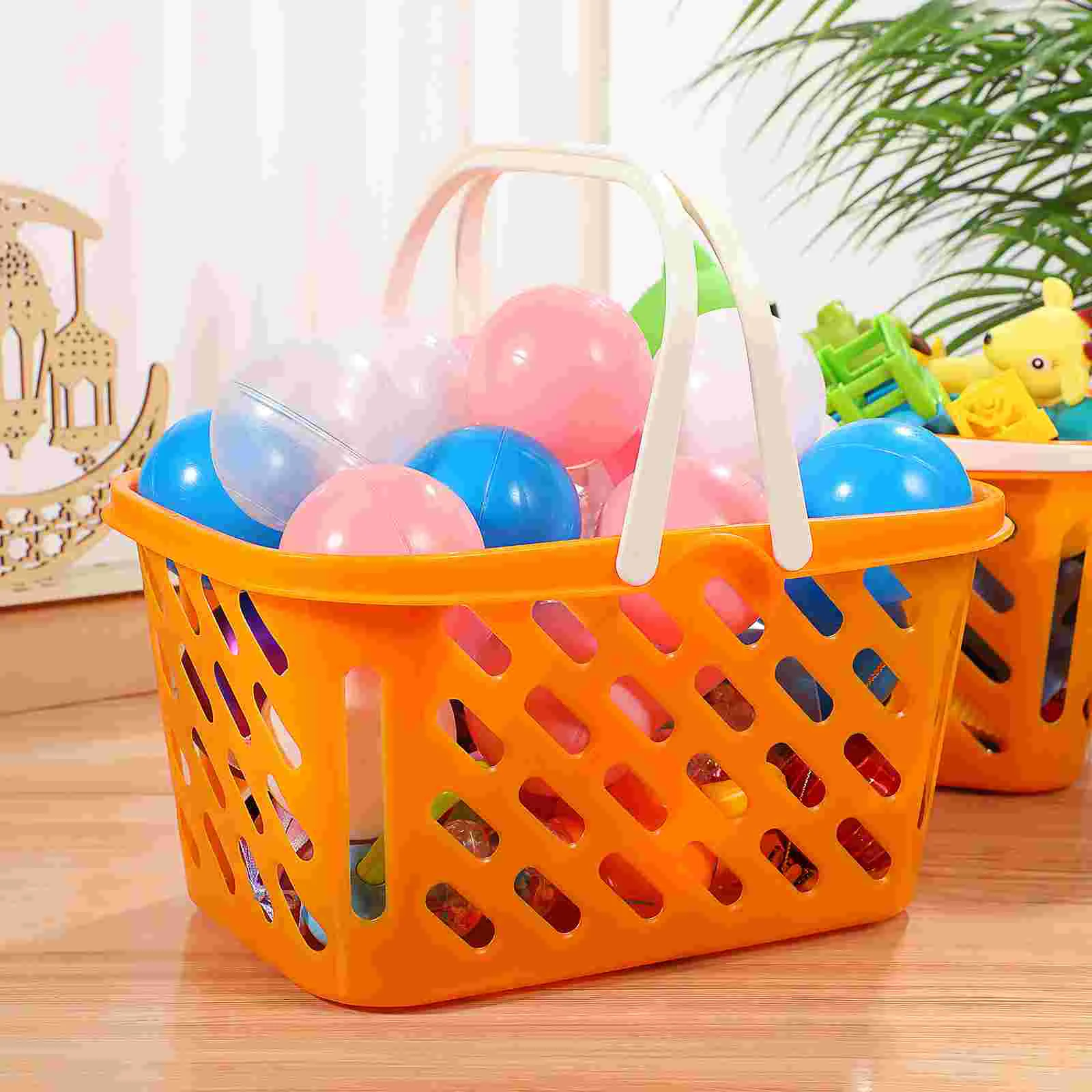 2 Pcs Shopping Basket Savings Toys Organizer Storage Baskets Grocery with Handle Abs Raw Material Child 6