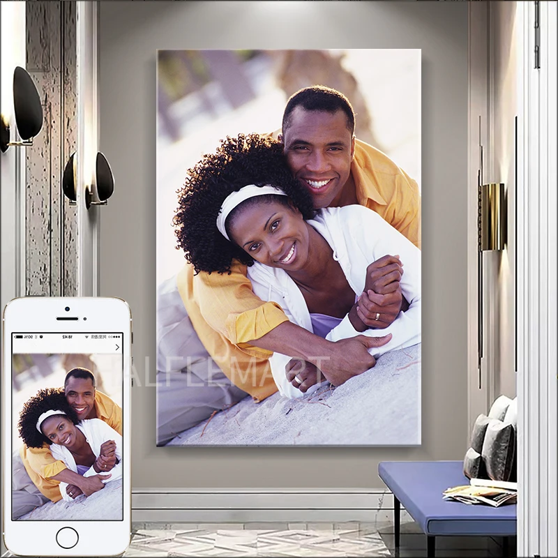 

Custom Photo Home Decoration Print Your Photos on Canvas Custom Poster Plus Frame Art Photos Wedding Photos Pets Canvas Paint