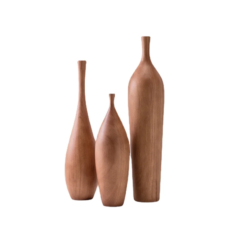 

HXL Solid Wood Vase Decoration Wooden Craftwork Hotel Sample Room Hallway Soft Outfit