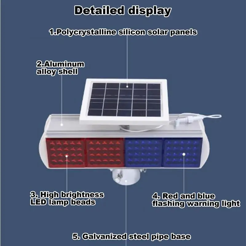 Solar Beacon Light Outdoor Solar Operated Waterproof Safety Signs Security Light High Brightness Flash Traffic Lights Flicker