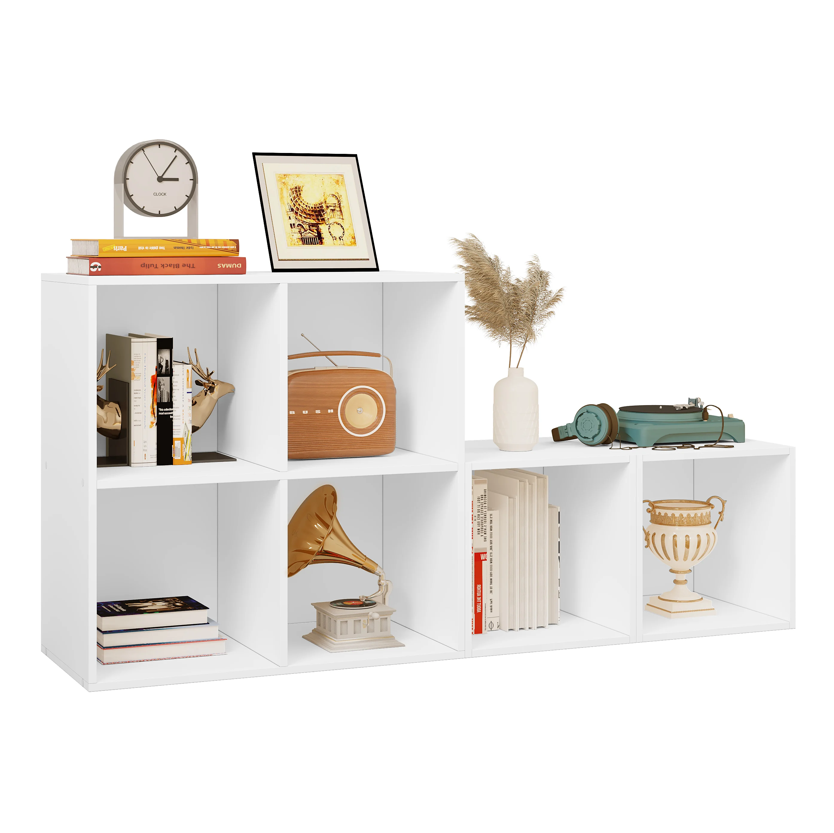WOLTU Stehendes weißes Bücherregal, Würfelregal mit 6 Fächern, Schrank für Wohnzimmer, Lesezimmer, Schlafzimmer, Eingangsbereich – Detail 7