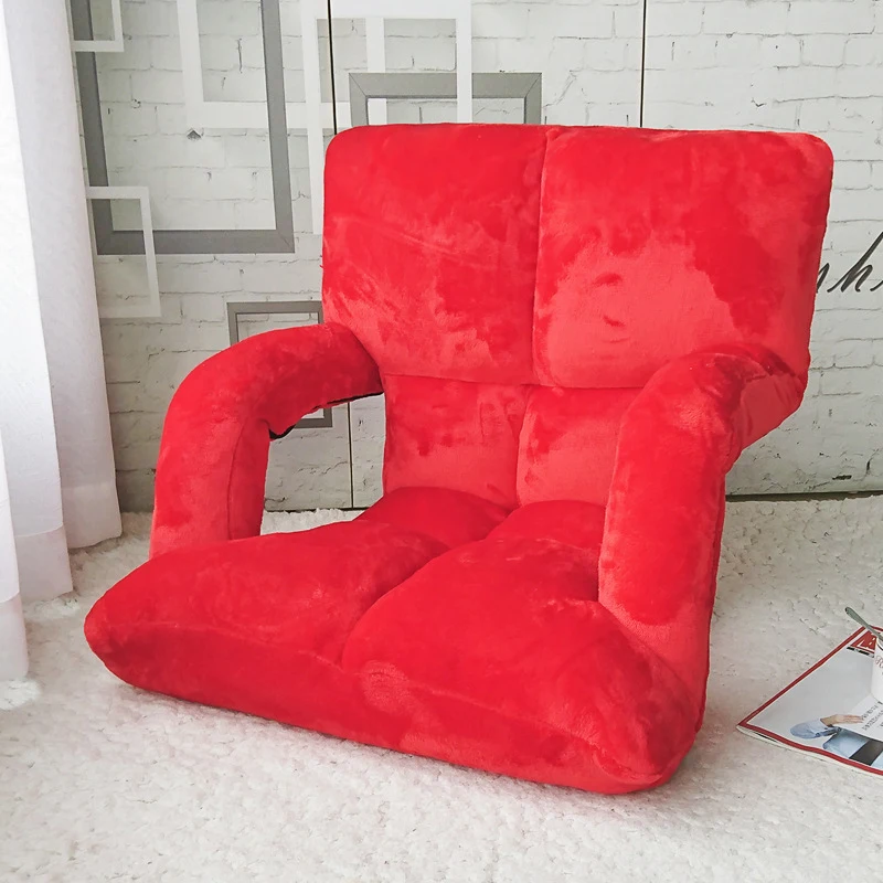 Fabric Flannel Folding Gaming Floor Chair with Armrest, Leisure Lazy Sofa, 6-Position Adjustable Floor Chair for Reading koltuğu