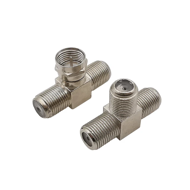 1/2/5Pcs F Male Female Socket to Dual F Female Adapter 3 Way T Type Splitter RF Coax Coaxial Connector for Antenna Cable