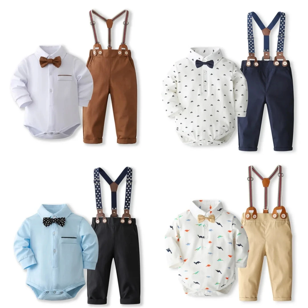 Completo Neonato Gentiluomo Con Camicia, Bretelle E Cappello: Stampa Natale Per Cerimonie E Feste