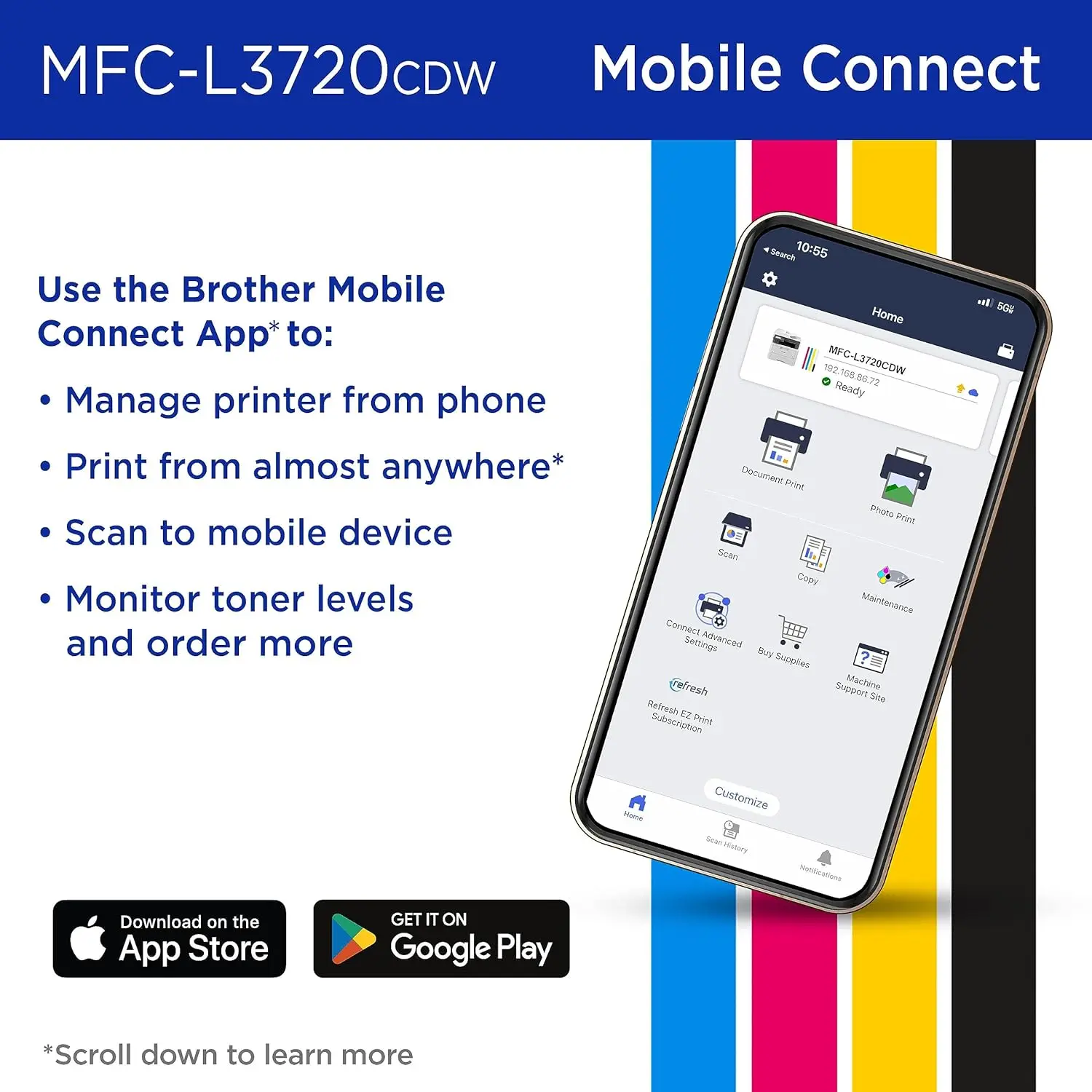 MFC-L3720CDW Wireless Digital Color All-in-One Printer with Laser Quality Output, Copy, Scan, Fax, Duplex 5