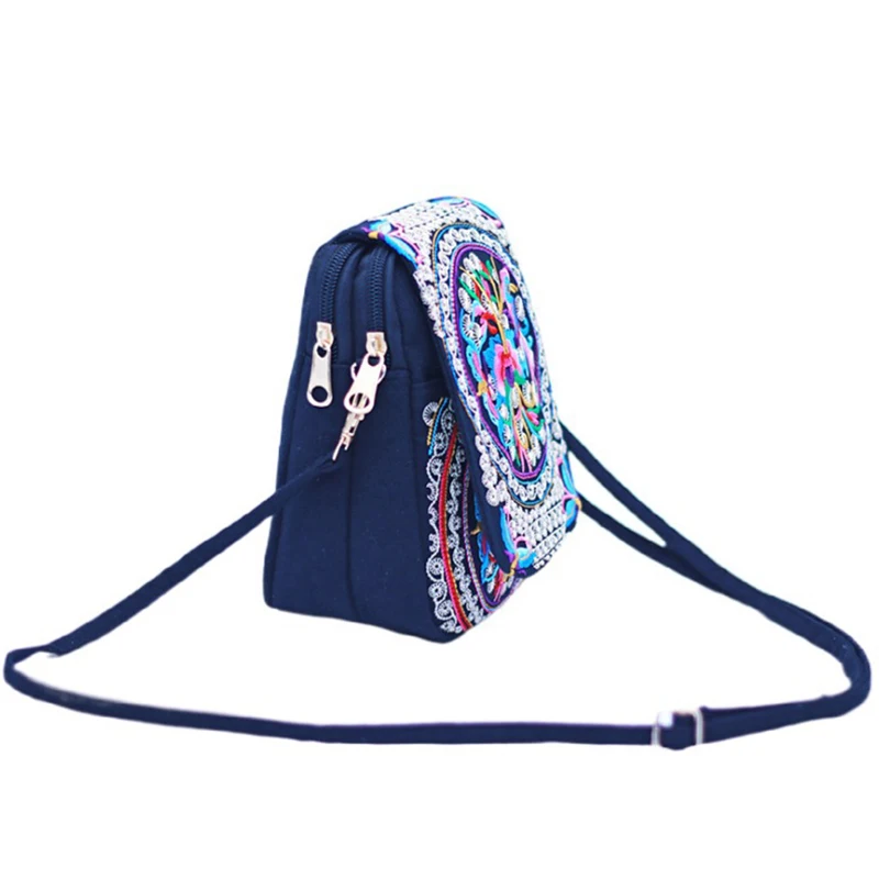 Floral Canvas Shoulder Bag Wth Hand Embrodered Wldflowers