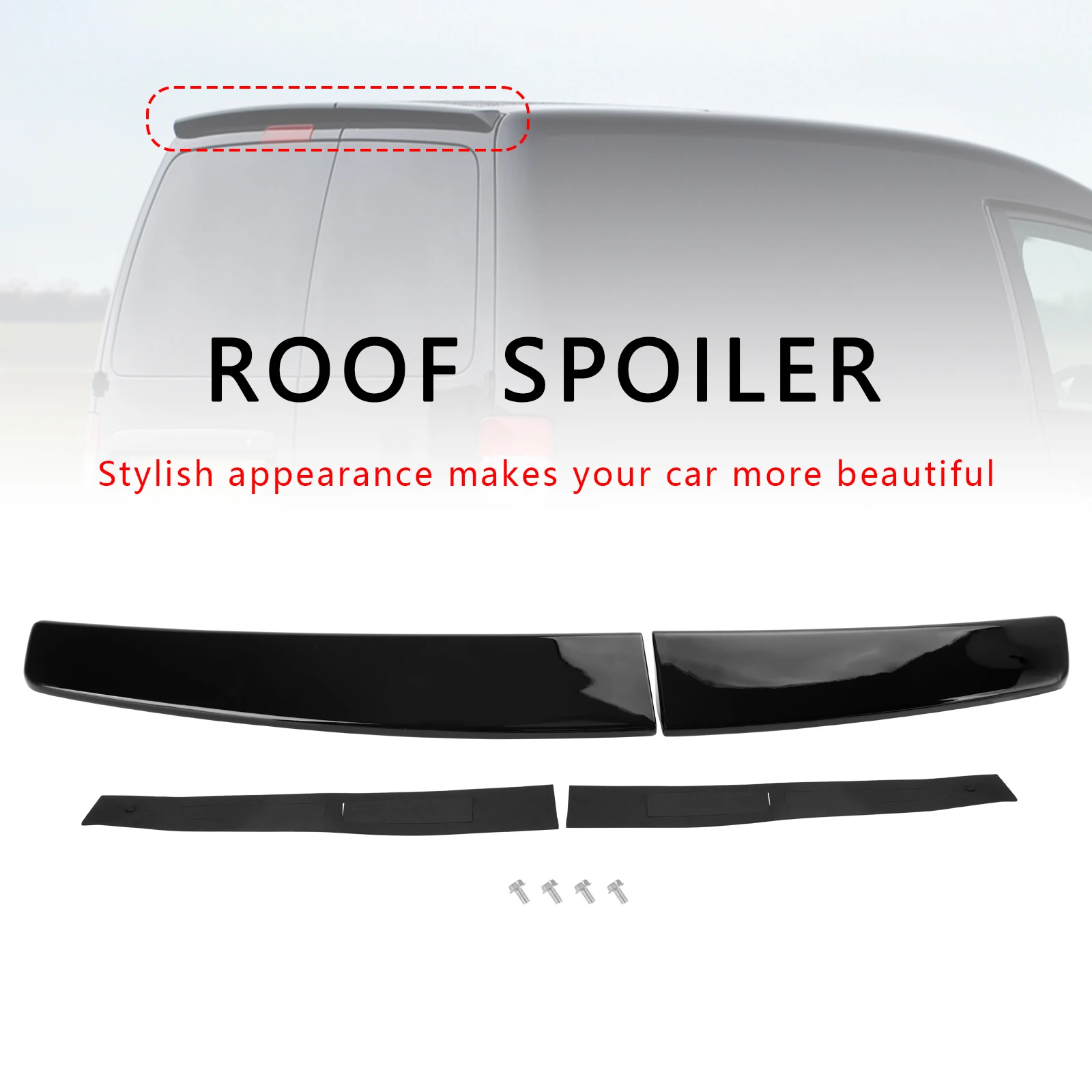 Artudatech Nero Lucido Posteriore Twin Barn Door Tronco Spoiler Adatto Per Vw Caddy Maxi 2005-2018