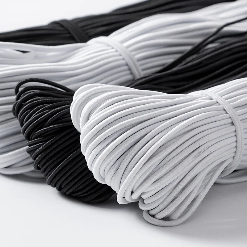 1-10mm Round Elastic Rope Black White High Elasticity Latex Rubber Band Trampoline Elastic Rope Cow Tendon Rope Sewing DIY Acces