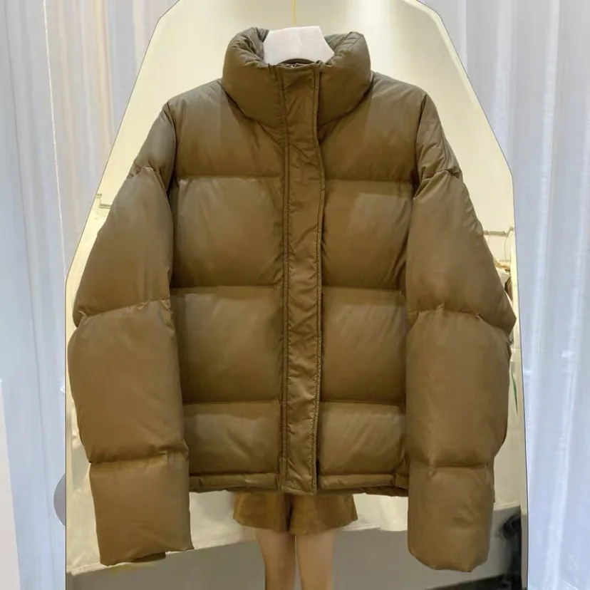 

Korean Fashion New Casual 90% White Duck Down Jacket Women Stand Collar Bread Jacket Thickened Coat Women Winter Jacket