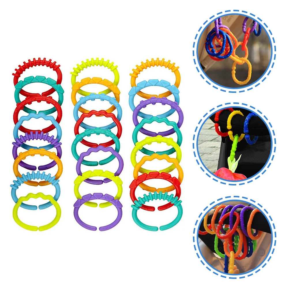 

24pcs Baby Crib Connecting Ring Toys Stroller Hanging Ring Attach Toys Crib Toys