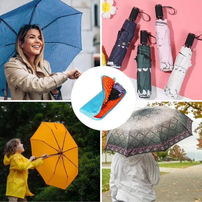 Wet Umbrellas Bags 30cm Universal Folding Umbrella Cover Carry Bag Reusable Compact Umbrella Sleeve Cover Multifunctional Wet
