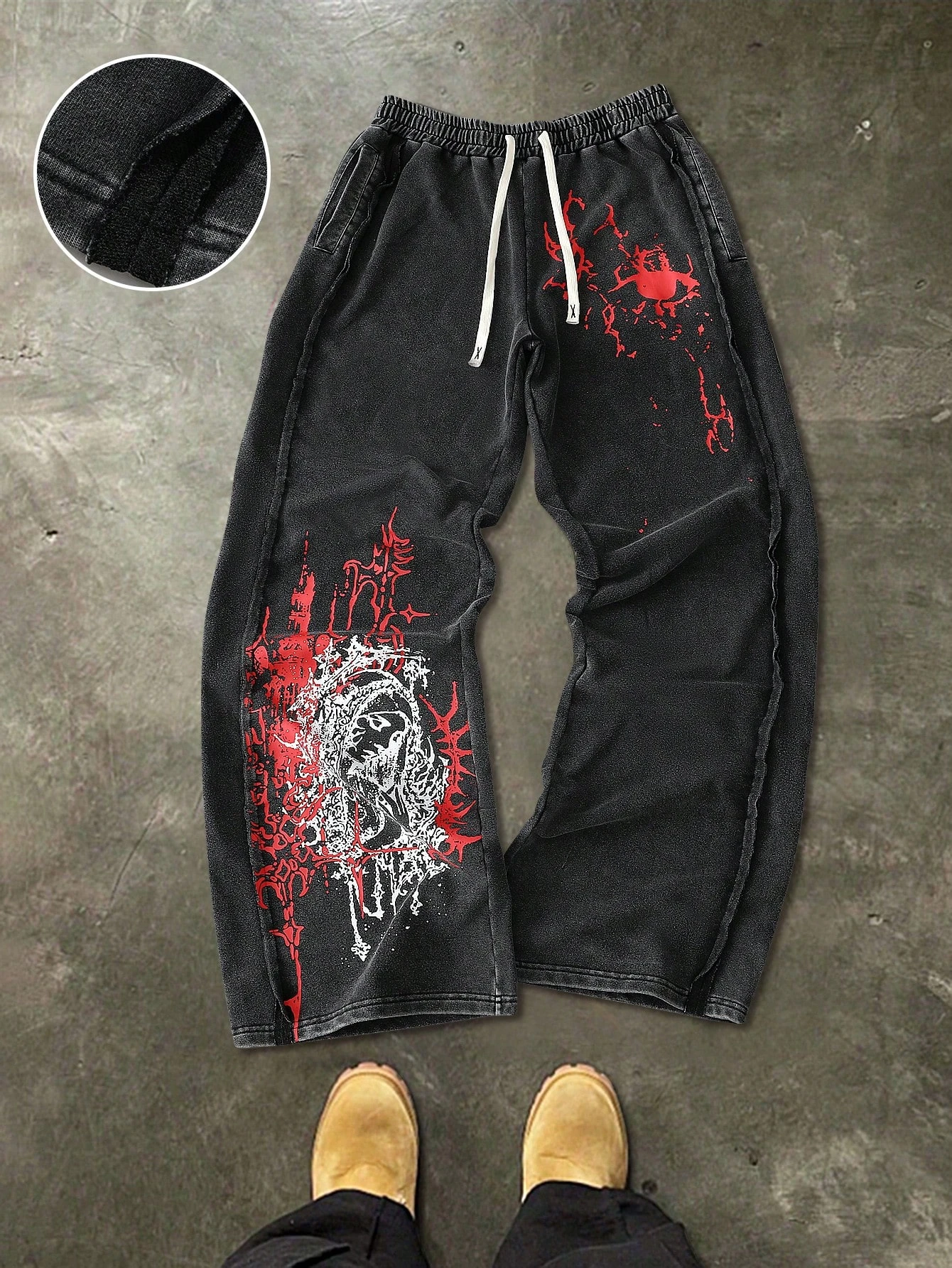 2026 Sommer Neue Retro Gothic Punk Style Herren 3D-gedruckte Sport- und Freizeithose mit geradem Bein Streetwear Herren Loose Pants