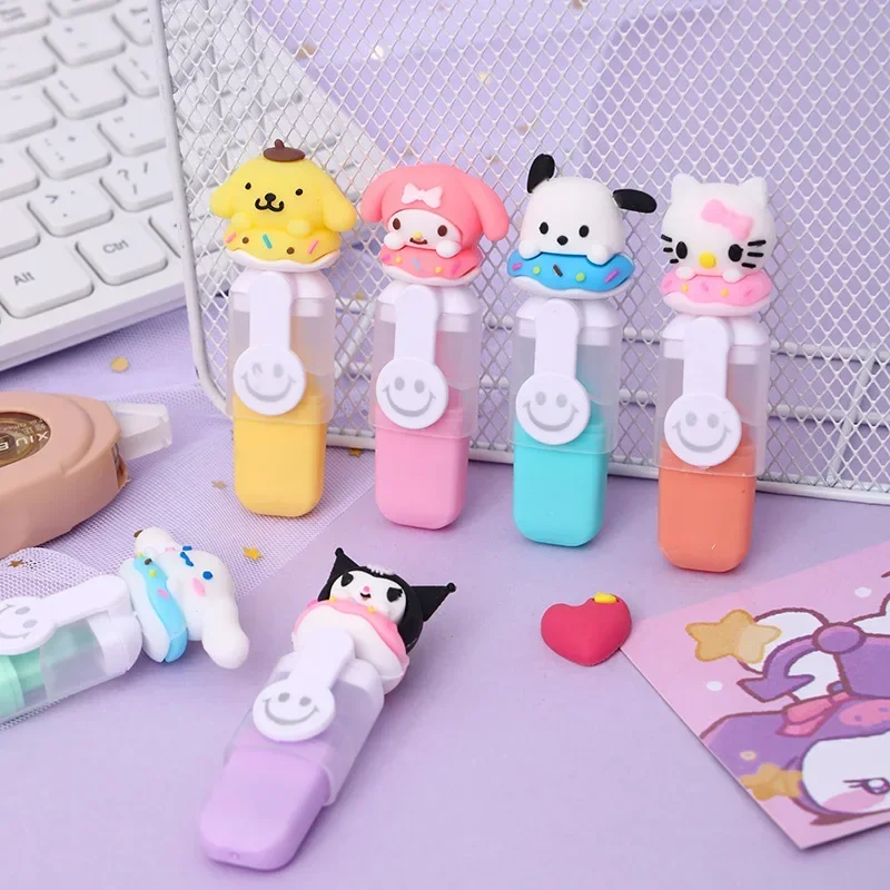 Sanrio Highlighter 6-24pcs Kuromi Melody Soft Rubber Doughnut Mini Color Marker For Highlighter Marker Highlighter Pen Art Marker Marker Pen