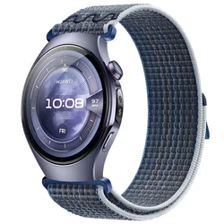 Versatile Nylon Loop Wristband Bracelet - 22mm/20mm Adjustable Strap for Huawei Watch 5 46mm (Storm blue)