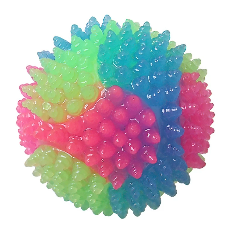

Dog Toy Rubber Ball Colorful with Light Teeth Cleaning Chew