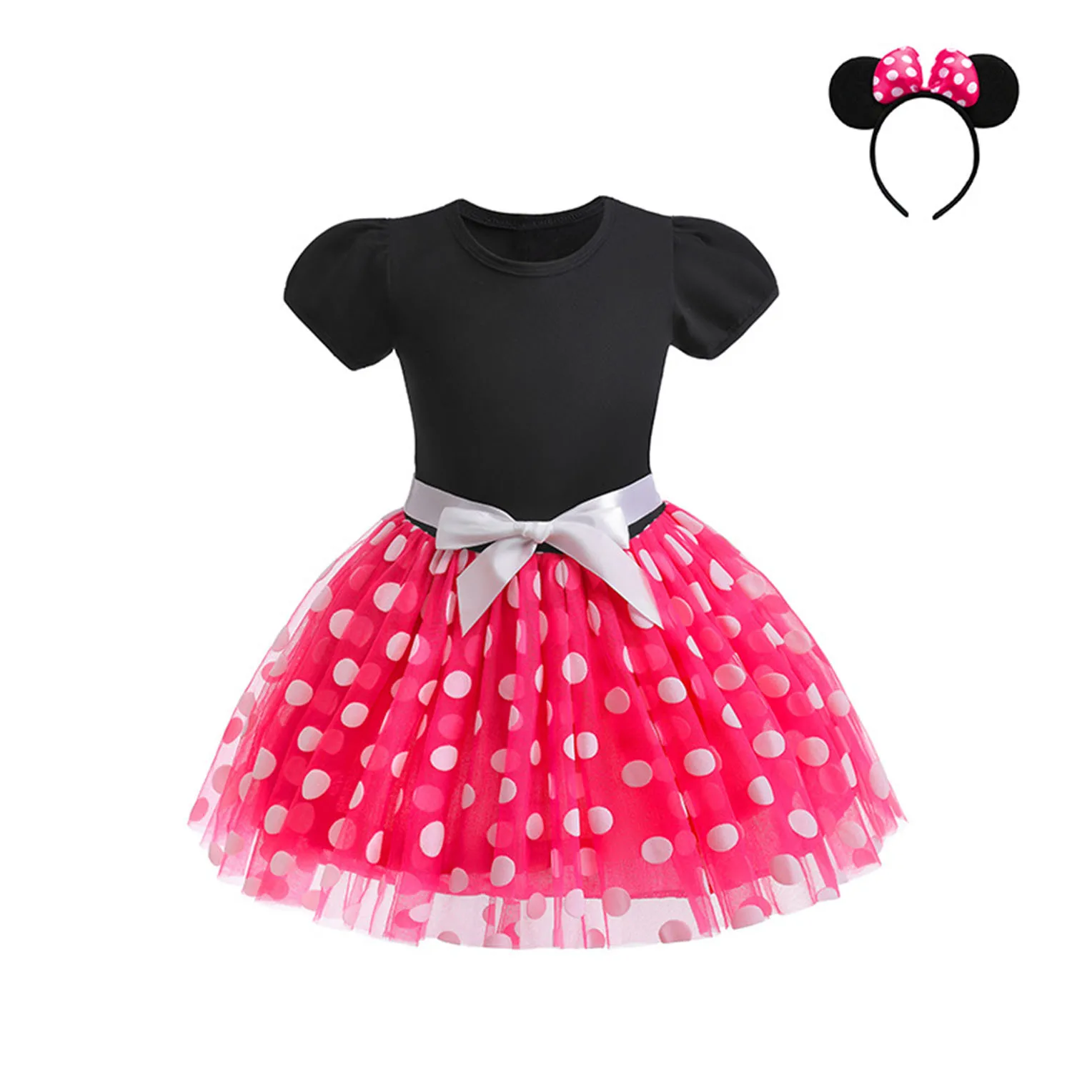 Toddler Little Girls Black-Red Polka Dot Mouse Cosplay Costume Girls Birthday Party Dress Holiday Dress 3475020 cosplay costume,kids girls dress