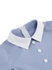 Tonval Turn Down Collar Button Front Vintage Childrenswear Short Sleeve Belted A-Line Kids Bridesmaid Dresses for Girls 6